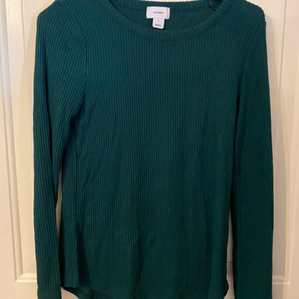 Old Navy Women's Ribbed Long-Sleeve Crew in emerald Green